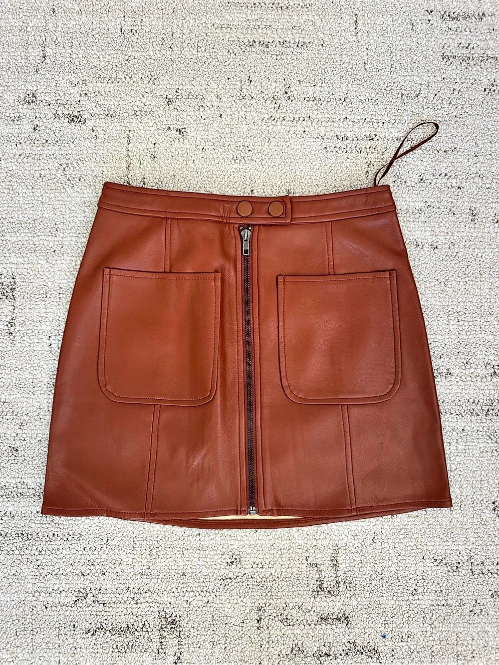 Faux Leather Mini Skirt Brown
